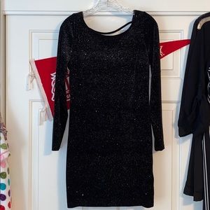 G by Guess long sleeve black scoop back dress